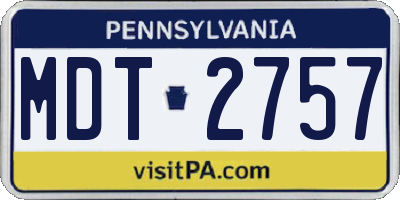 PA license plate MDT2757