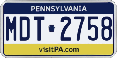 PA license plate MDT2758