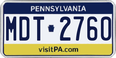 PA license plate MDT2760