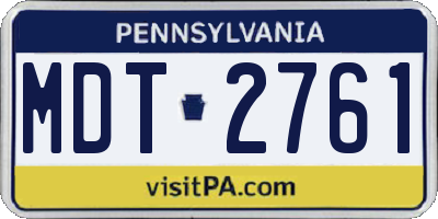 PA license plate MDT2761