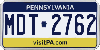 PA license plate MDT2762