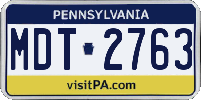 PA license plate MDT2763