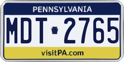 PA license plate MDT2765