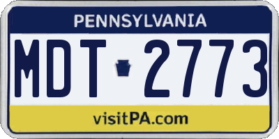 PA license plate MDT2773