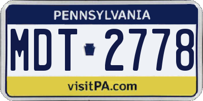 PA license plate MDT2778