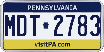 PA license plate MDT2783