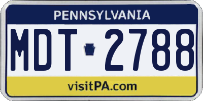PA license plate MDT2788
