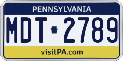 PA license plate MDT2789