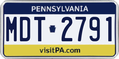 PA license plate MDT2791