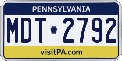 PA license plate MDT2792