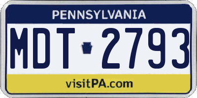 PA license plate MDT2793