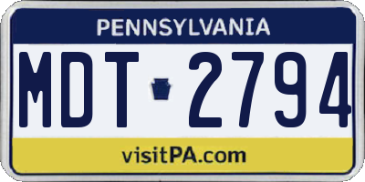PA license plate MDT2794