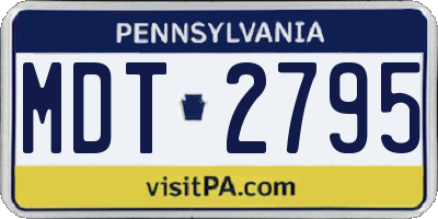 PA license plate MDT2795
