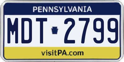 PA license plate MDT2799