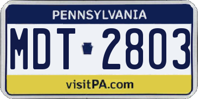 PA license plate MDT2803