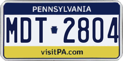 PA license plate MDT2804