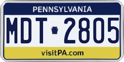 PA license plate MDT2805