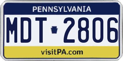 PA license plate MDT2806