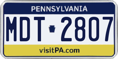 PA license plate MDT2807