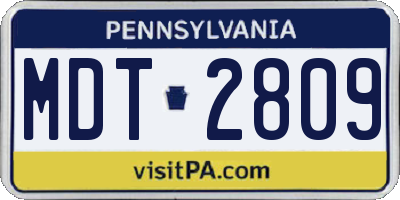 PA license plate MDT2809