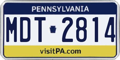 PA license plate MDT2814