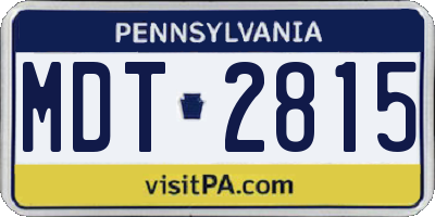 PA license plate MDT2815