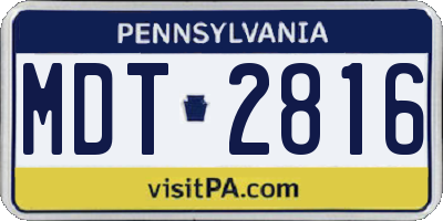 PA license plate MDT2816