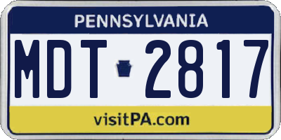 PA license plate MDT2817