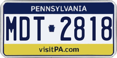 PA license plate MDT2818