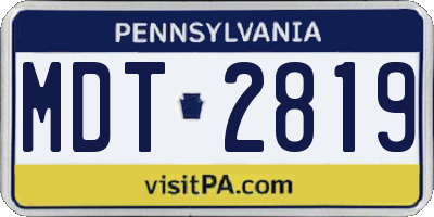PA license plate MDT2819