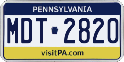 PA license plate MDT2820