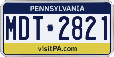 PA license plate MDT2821