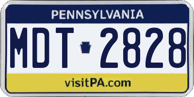 PA license plate MDT2828