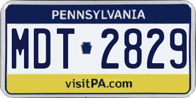 PA license plate MDT2829
