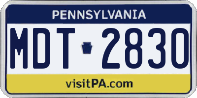 PA license plate MDT2830