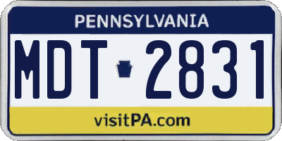 PA license plate MDT2831
