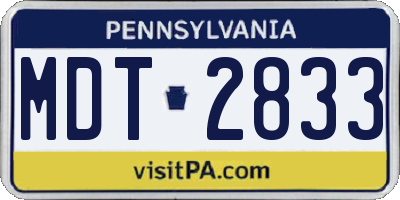PA license plate MDT2833
