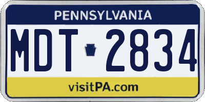 PA license plate MDT2834