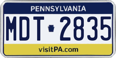 PA license plate MDT2835