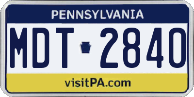 PA license plate MDT2840