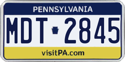 PA license plate MDT2845