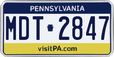 PA license plate MDT2847