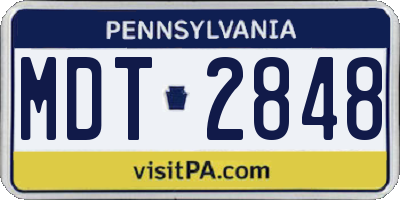 PA license plate MDT2848