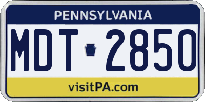 PA license plate MDT2850