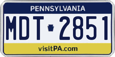 PA license plate MDT2851