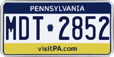 PA license plate MDT2852