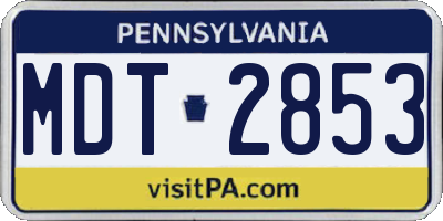 PA license plate MDT2853