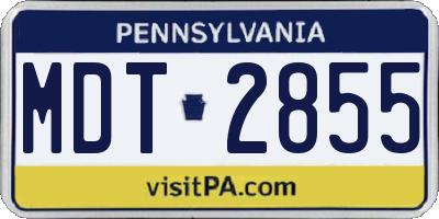 PA license plate MDT2855