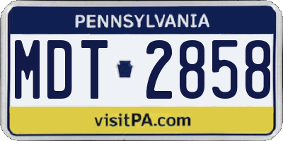 PA license plate MDT2858