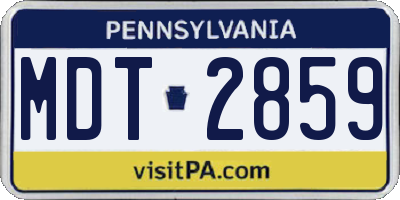PA license plate MDT2859